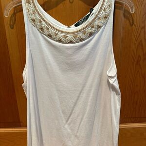 Ralph Lauren White Tank Top with Gold Embellishments